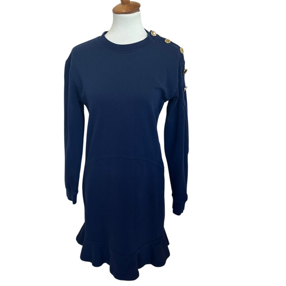 Derek Lam Blue Sweatshirt Mini Dress SMALL Oversized Comfy Preppy Designer $300 - Picture 4 of 9